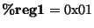 $\mbox{\bfseries {\%reg1}}=\mbox{0x01}$